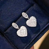 Huitan Sparkling Heart Drop Earrings for Women Luxury Noble Wedding Bridal Jewelry Brilliant Ear Accessories for Engagement Gift