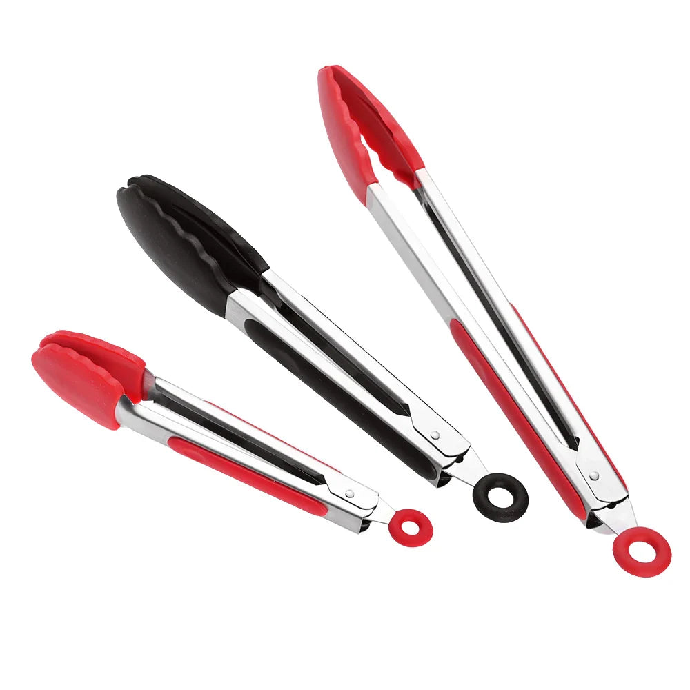 Food Tong Stainless Steel Kitchen Tongs Silicone Nylon Non-Slip Cooking Clip Clamp BBQ Salad Tools Grill Kitchen Accessories