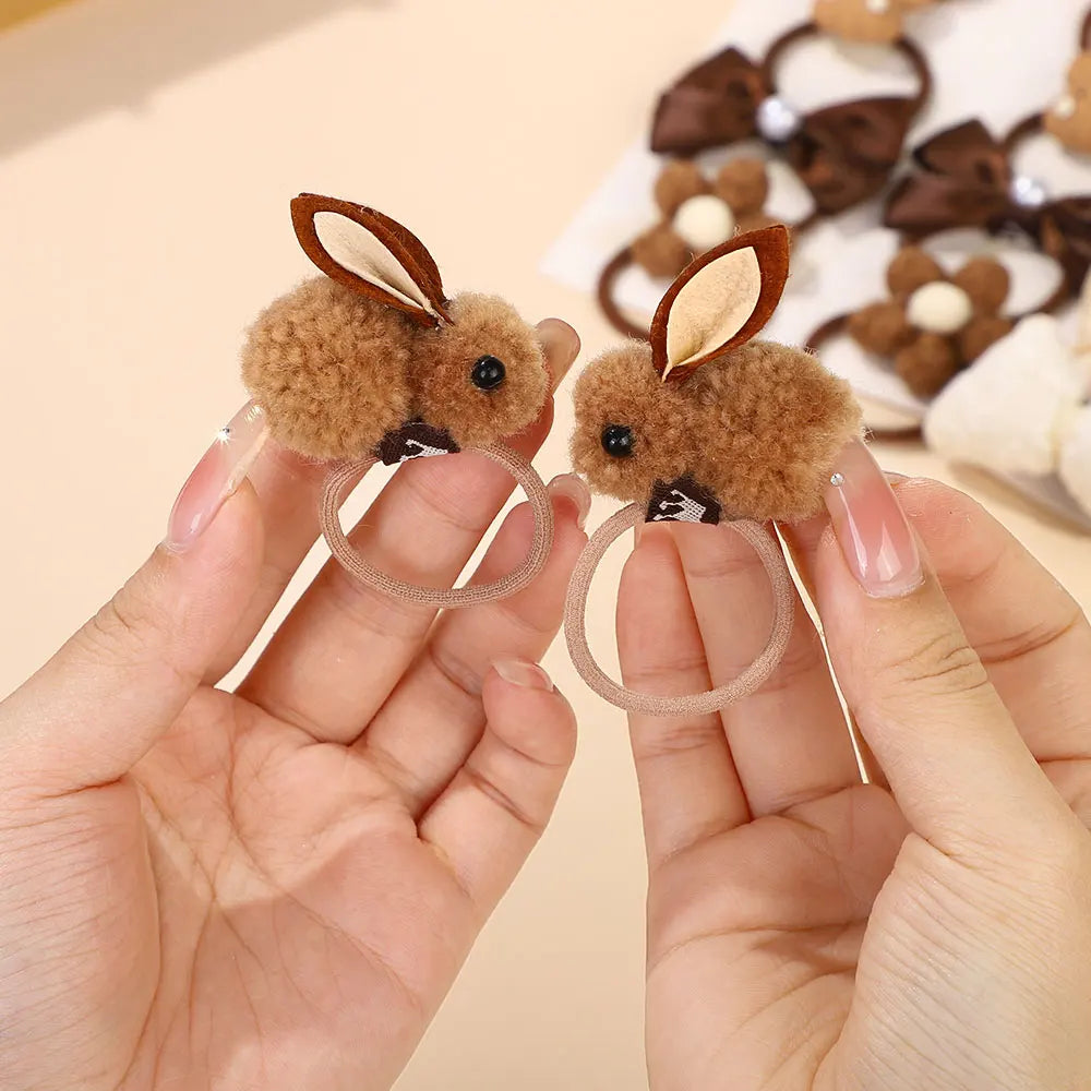 10Pcs/Set Girls Cartoon Hair Band Bow Hair Ties Flower Headbands Princess Elastic Rubber Bands Kids Hair Accessories