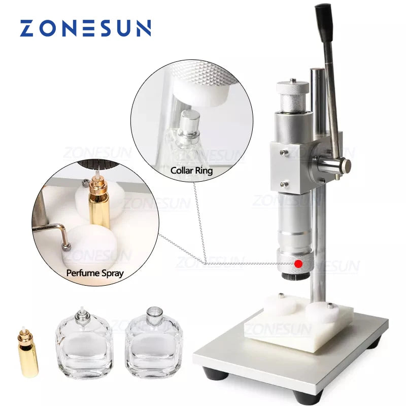 ZONESUN Manual Crimping Machine Perfume Crimper Capper Metal Collar Cap