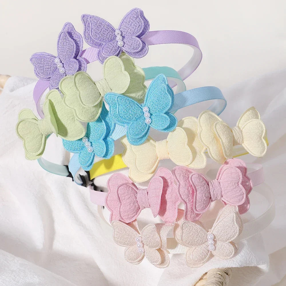 2Pcs/lot Butterfly Hair Bands Hair Hoop for Baby Girl Lovely Children's Headband Cute Bows Kids Headwear Hair Accessories Gift