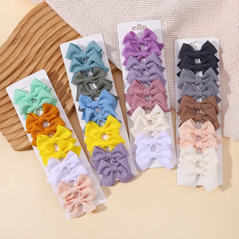 10Pcs/lot Solid Color Ribbon Baby Bows Hair Clips for Baby Girls Handmade Bowknot Hairpin MiNi Barrettes Kids Hair Accessories