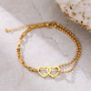 Stainless Steel Bracelets Sweet Hearts Unique Stacked Bead Chain Girls Charms Fashion Couple Bracelet For Women Jewelry Gifts