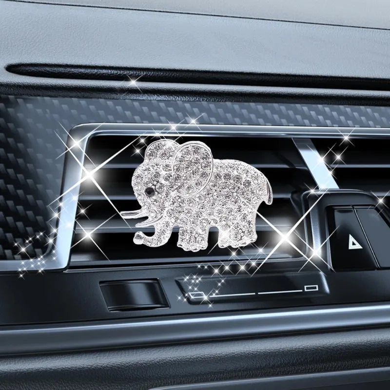 Bling Aroma Vent Clip Auto Interior Decor Fragrance Smell Perfume Air Freshener Car Ornaments Diamond Elephant Car Accessories