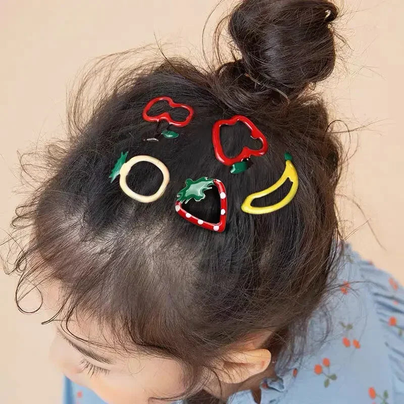5PCS Children Sweetl Strawberry Banana BB Hair Claw Side Clips for Girls Kids Fruits Hairpin Headwear Ornament Hair Accessories