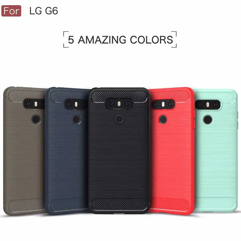 HereCase Phone Case For LG G6 Carbon Fiber Brushed Wire Drawing Silicone Cover For LG G 6 LGG6 5.7 inch Mobile Phone Shell