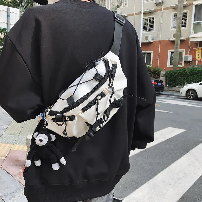 2024 Techwear Style Punk Hip Hop Single Shoulder Crossbody Bag Men Women Street Vintage Chest Bag Casual Sport Fanny Pack