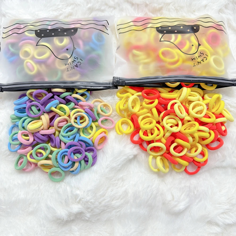 50/100/300Pcs Ealstic Basic Nylon Hair Ties for Girls Ponytail Hold Scrunchie Rubber Band Kid Fashion Hair Band Accessories