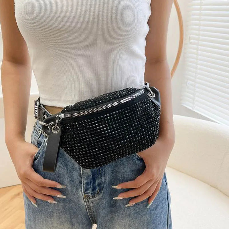 Designer Lady Waist Bag New Ladies Chain Shoulder Crossbody Chest Bags Diamond Fanny pack And Phone Pack Fashion Female Belt Bag