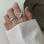 Load image into Gallery viewer, 925 Sterling Silver Simple Ring For Women Fine Jewelry Finger Adjustable Open Vintage Hollow Bow Ring For Party Birthday Gift
