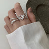 925 Sterling Silver Simple Ring For Women Fine Jewelry Finger Adjustable Open Vintage Hollow Bow Ring For Party Birthday Gift