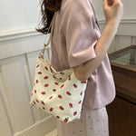 Load image into Gallery viewer, Classic Corduroy Strawberry Printing Shoulder Bag Removable Adjustable Strap Crossbody Bag Women Student Cute Fruit Tote Bag
