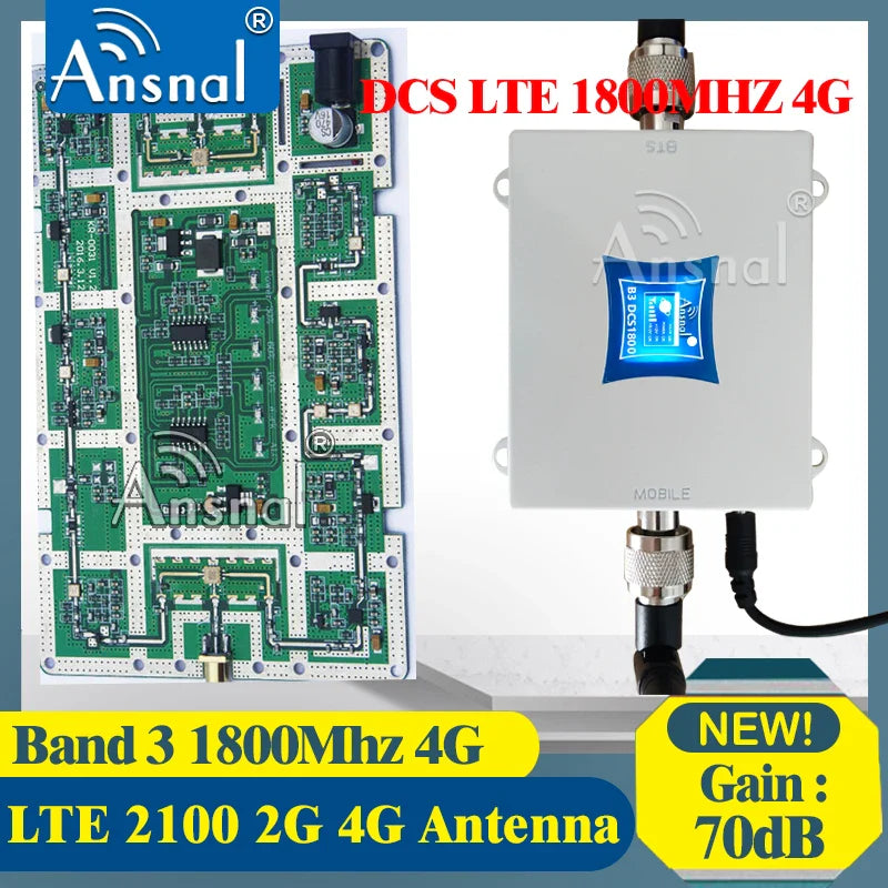 ansnal Mobile phone signal booster, cellular repeater, 4G, 1800, UMTS, LTE, Band3 DCS signal booster+2G 3G kit