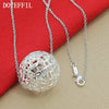 DOTEFFIL 925 Sterling Silver 18 Inch Chain Hollow Ball Love Heart Pendant Necklace For Woman Wedding Engagement Charm Jewelry