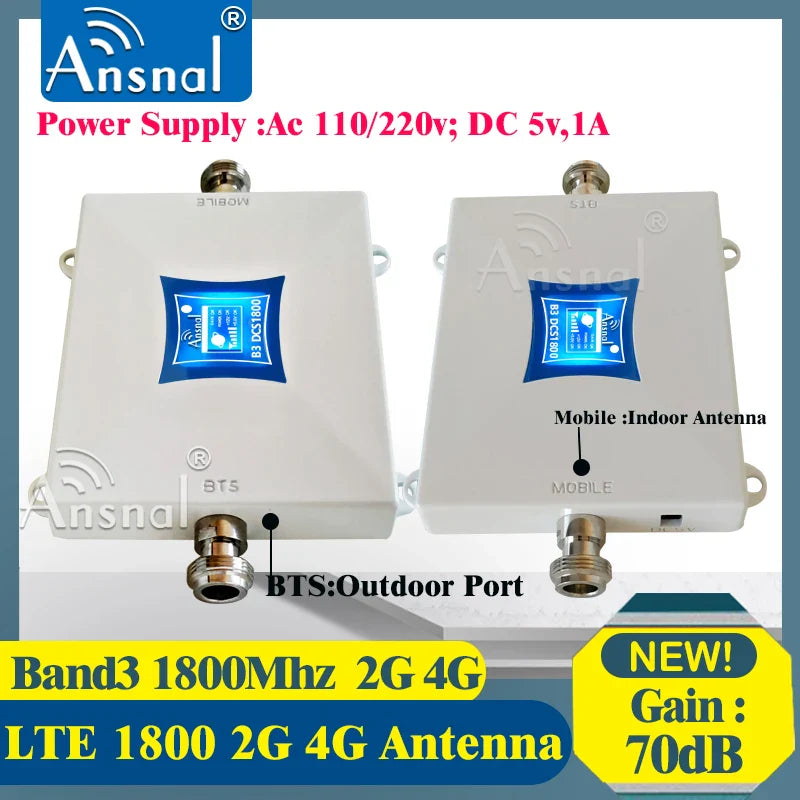 ansnal Mobile phone signal booster, cellular repeater, 4G, 1800, UMTS, LTE, Band3 DCS signal booster+2G 3G kit