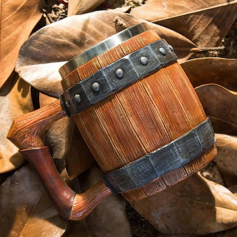 Viking Drinking German large wooden barrel beer mug Stainless Steel Barrel Beer Cup wine water glass large capacity