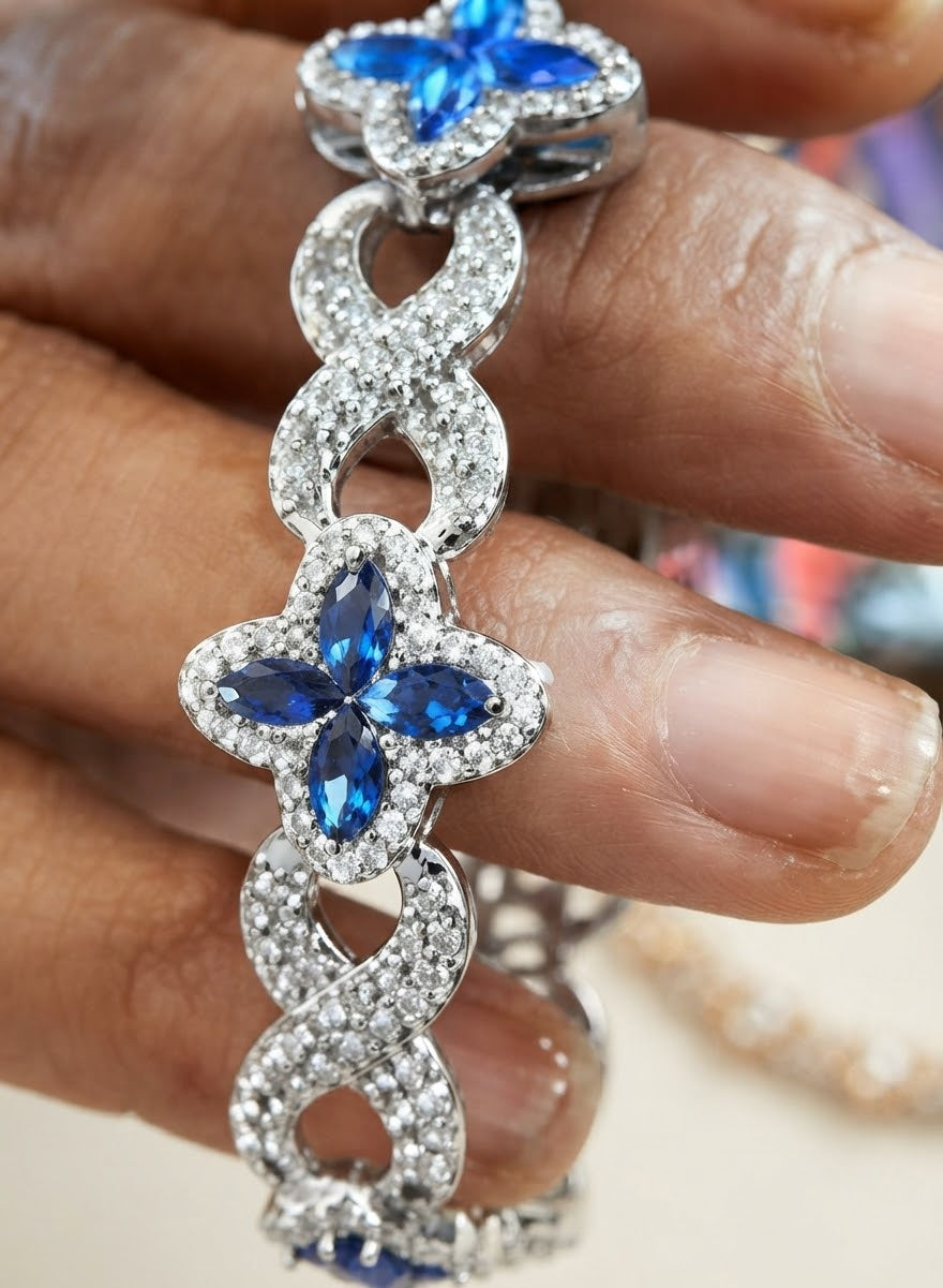 BLUE AND CRYSTAL GEM NECKLACE