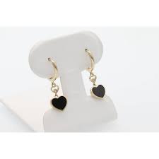 Trendy Black Heart Dangle Earrings for Women Golden Color Metal Open Round Circle Drop Earrings Party Retro Statement Jewelry