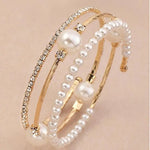 Load image into Gallery viewer, Girls Faux Pearl &amp; Rhinestone Decor Bangle
