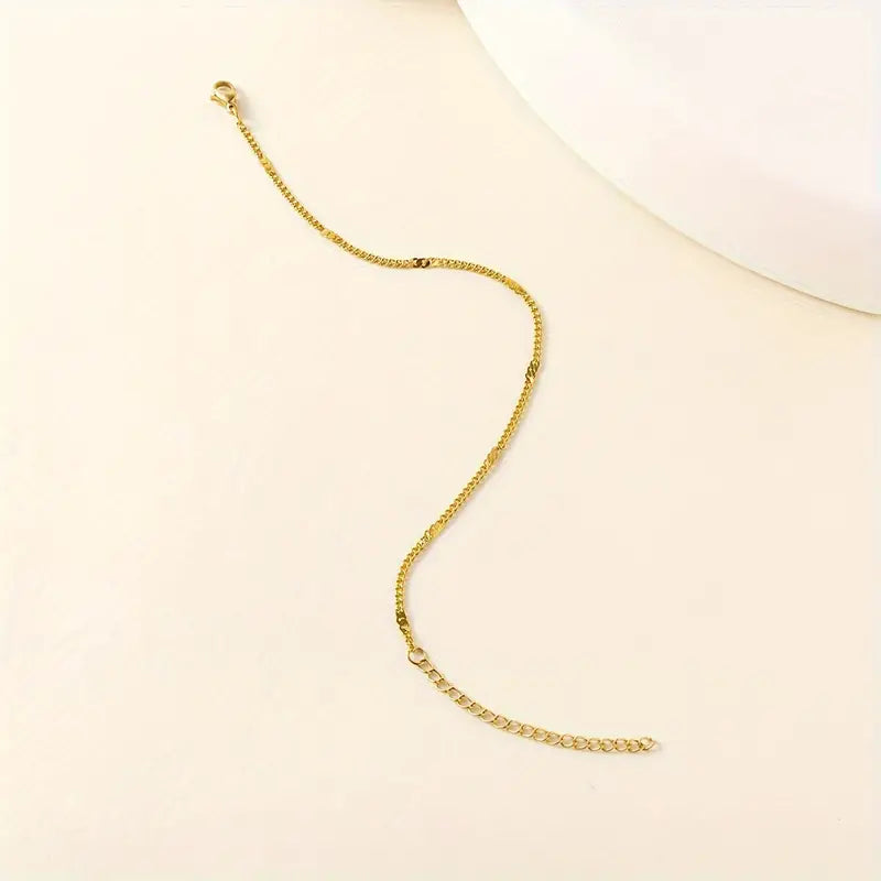 1pc Golden Stainless Steel Bracelet Minimalist Versatile Elegant Temperament Suitable For Women's Daily Wear