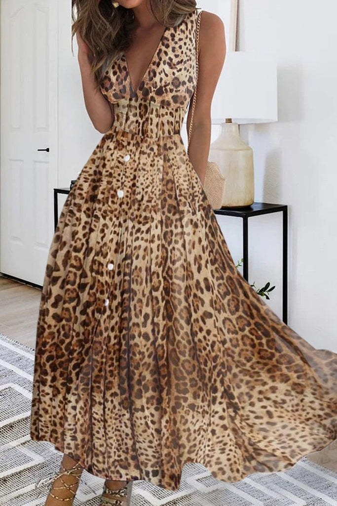 2023 Summer New V-neck Fashion Digital Printing Maxi Dress