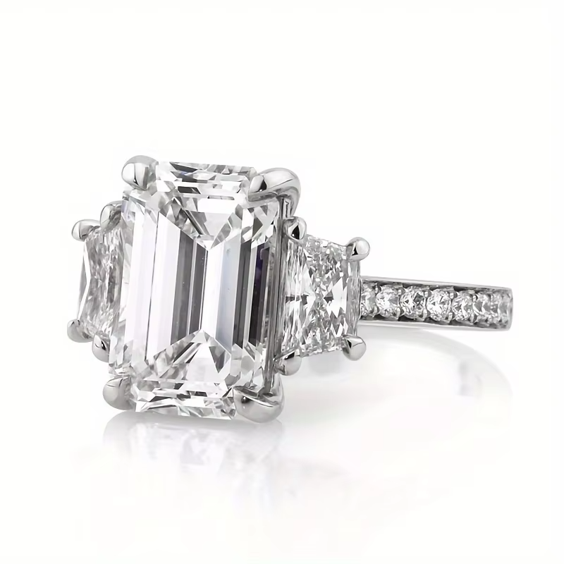 Inlaid Square Zircon Ring Ladies Engagement Wedding Anniversary Ring Personality Jewelry
