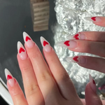 Load image into Gallery viewer, 24Pcs Glossy Almond-Shaped Full Cover French Nail Tips with Romantic Red Heart Design Press-On Nail for Women Valentine Nail Art
