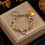 Load image into Gallery viewer, DIEYURO 316L Stainless Steel Heart Charm Bracelet For Women Hip Hop Street Trend Girls Wrist Jewelry Fashion Party Wedding Gifts
