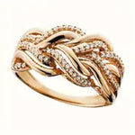 Load image into Gallery viewer, Chic Promise Ring Chunky Braiding Design Paved Shining zirconia Engagement Wedding Ring Silvery Or Golden Make Your Call Dupes Luxury Jewelry
