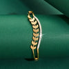 Stylish Leaf Design Zircon Open Bangle Bracelet Stainless Steel Hand Jewelry For Anniversary Gift