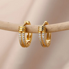 Cubic Zircon Hoop Earrings for Women Luxury Gold Color Stainless Steel Earrings 2024 Trend Piercing Aesthetic Ear Jewelry aretes