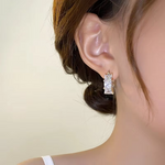 Load image into Gallery viewer, ZAKOL Korean Fashion Hoop Earring Inlaid Shiny Square Crystal Zircon Ear Accessories Party Jewelry for Women
