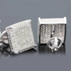 Rock Hip Hop Cut Screw Earrings for Women Men Men Inlaid Zircon Silver Color Piercing Ear Accessories Trend Jewelry