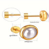 1 Pair Faux Pearl Design Stainless Steel Stud Earrings For Girls