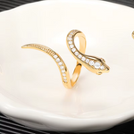 Load image into Gallery viewer, Shiny Rhinestone Zircon Snake Rings For Women Exaggerated Punk Adjustbale Gold Color Animal Snake Finger Rings Wedding Jewelry
