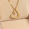 1pc Golden Stainless Steel Plated Hollow Heart Pendant Necklace, Retro Fashion And Charm Jewelry, Suitable For Men And Women, Couples Street Daily Commute, And Party Wear
