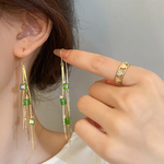 Load image into Gallery viewer, Cute Rhinestone Cat Drop Earrings for Women Korean Long Tassel Zircon Earrings Kitty Animal Fashion Party Earrings Jewelry Gift
