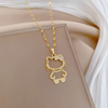 Hello Kitty Shiny gold-plated zircon necklace Cute girl Jewelry pendant girl collar accessories