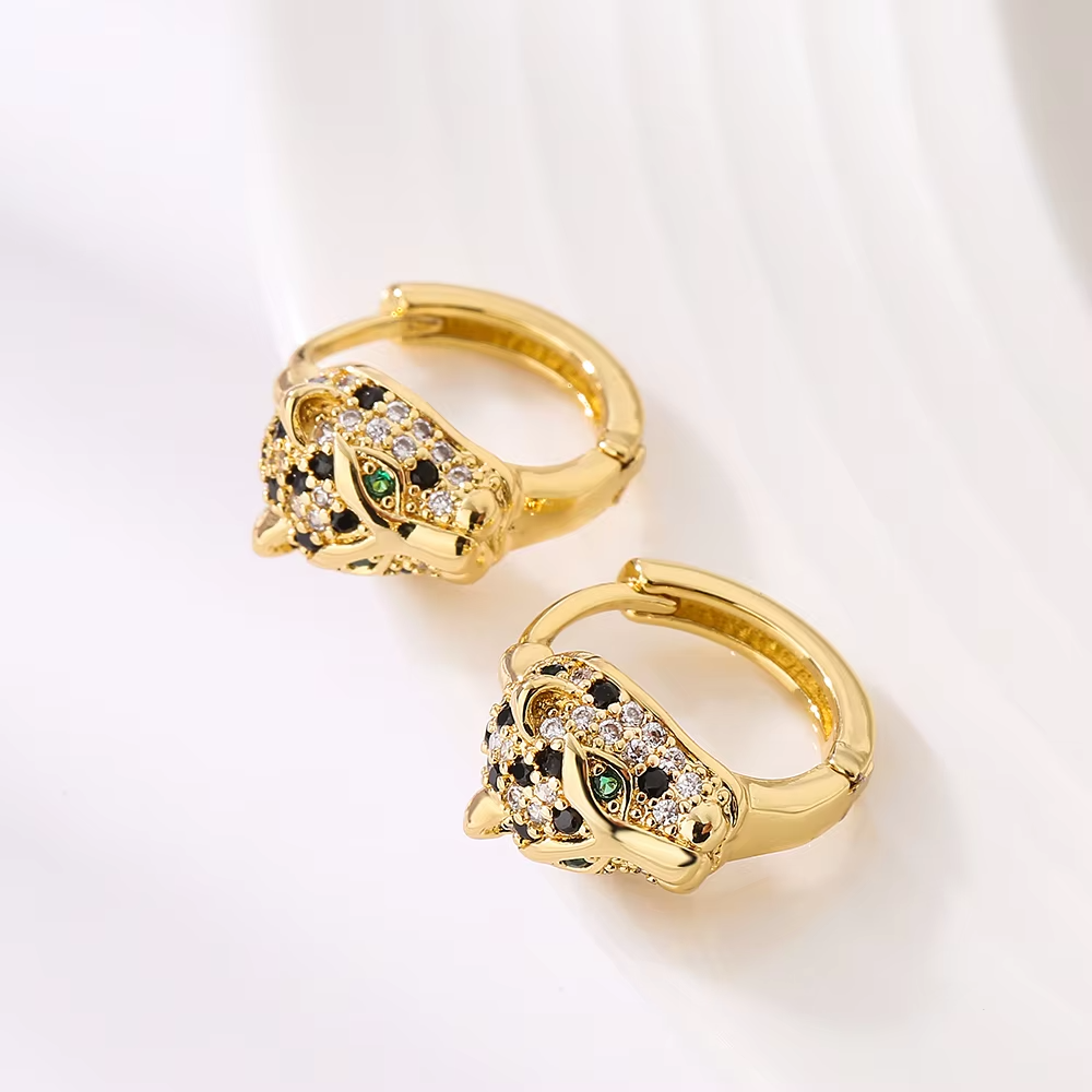 Mafisar New Arrival Classic Gold Plated Delicate Zircon Animal Leopard Earrings High Quality Hip-Hop Style Women Jewelry Gifts