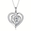 Sterling 925 Silver Hypoallergenic Necklace Exquisite Heart Design Sparkling Moissanite Inlaid Pendant Necklace With Gift Box Gift For Lovers