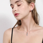 Load image into Gallery viewer, Black Awn Silver Color Classic Cross Jewelry Trendy Engagement Necklaces for Women Wedding Pendants K055
