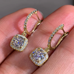 Load image into Gallery viewer, Huitan New Trendy Square Shape Drop Earrings Brilliant Bridal Engagement Wedding Jewelry Elegant Female Dangle Earring Nice Gift

