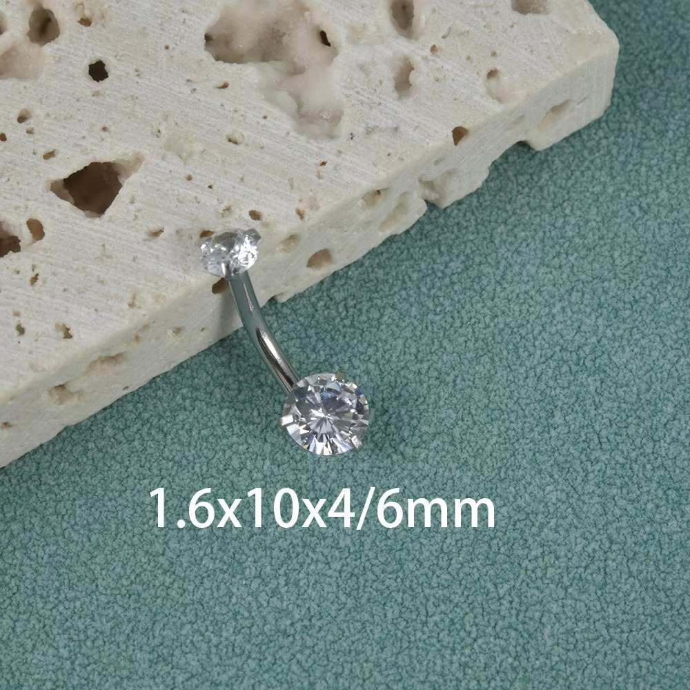 1Pc Surgical Steel CZ Crystal Navel Piercing Curved Barbell Belly Button Rings Helix Cartilage Piercing Body Jewelry