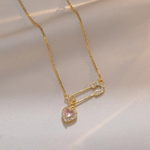 Load image into Gallery viewer, 1 Pcs niche design pin love copper pendant with stainless steel chain combination of light luxury style jewelry items
