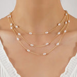 Load image into Gallery viewer, 1pc Exquisite Layered Faux-Pearl Beaded Necklace - Elegant Evening Jewelry with Imitation Pearl Accents, Dainty Chain, and Sophisticated Style - Perfect for Formal Occasions and Special Events
