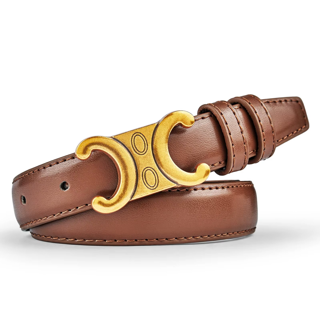 Fashion Women Genuine Leather Belts High Quality Gold Buckle Best Matching Dress Jeans Belts for women