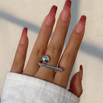 Load image into Gallery viewer, Creative Irregular Geometric Tiny Ball Open Ring for Women Wedding Punk Gold Color Adjustable Finger Ring Couple Accessories New
