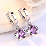 Load image into Gallery viewer, 925 Sterling Silver Earrings Jewelry High Quality Retro Simple Pattern Purple White Zircon Earrings Hot Sale
