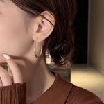 Load image into Gallery viewer, Hot Sale 925 Silver Needle Geometric Oval Hoop Earrings For Women Simple Desgin Earrings Party Wedding Jewelry eh2008
