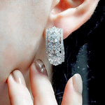Load image into Gallery viewer, Huitan Luxury Geometric Shaped Stud Earrings Women Inlaid Bling Bling Cubic Zirconia New Trendy Wedding Party Jewelry Drop Ship

